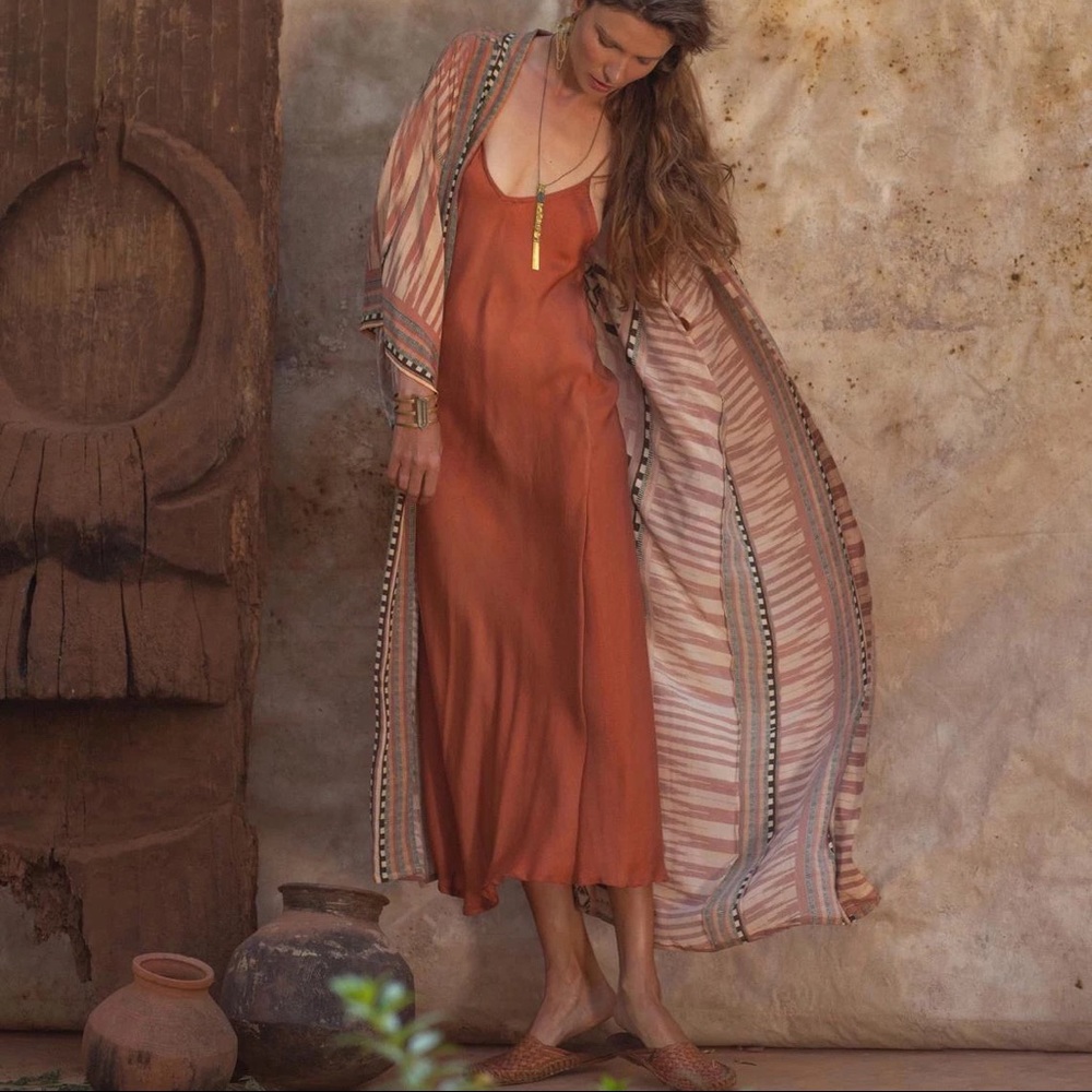 Tribal Ethnic Boho Kimono, Nightbird Moroccan Cotton Elegant Kimono Duster